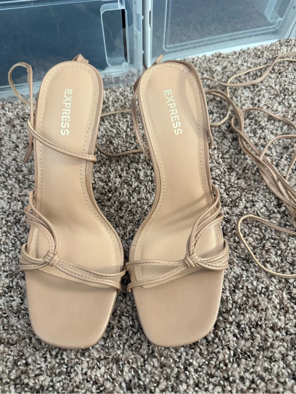Express Rose Nude Lace-Up Stiletto Sandal